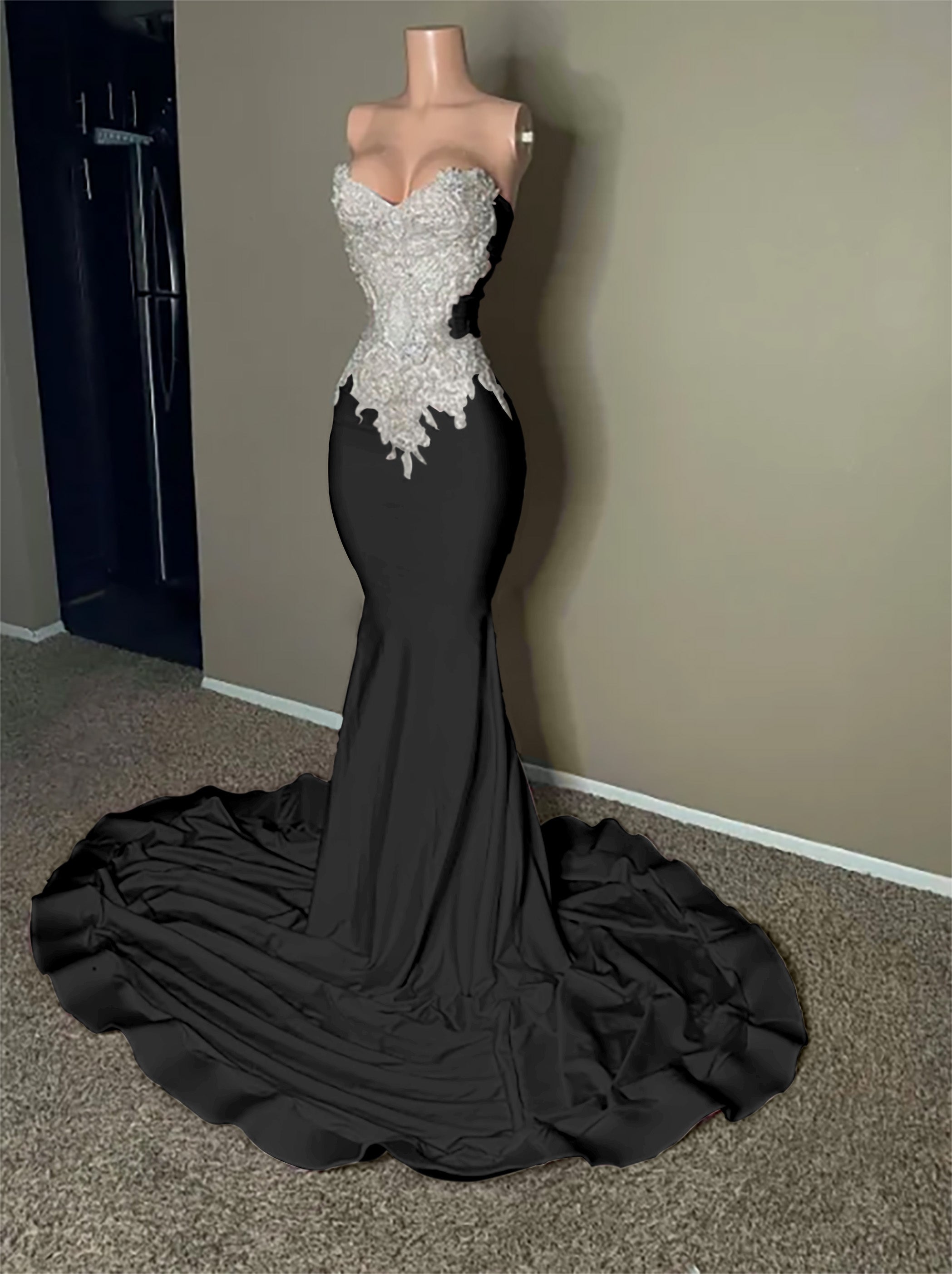 Stunning Pink Sleeveless Strapless Mermaid Long Formal Dress With Embroidery