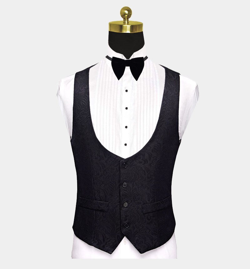 Newinlook Business Black Three-Piece Jacquard Wedding Suit for Men