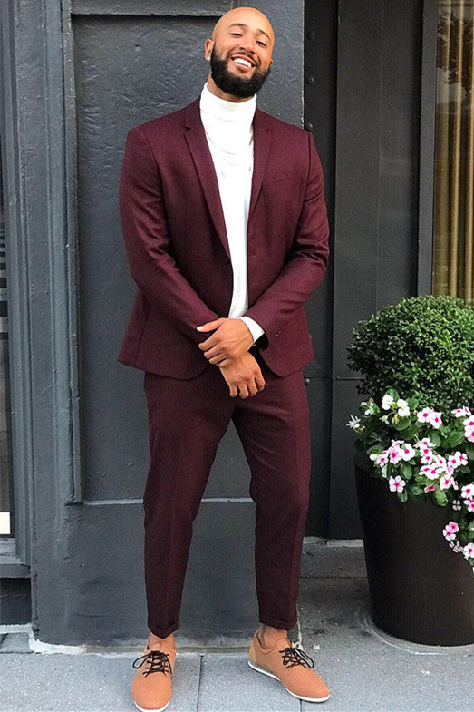 Newinlook Handsome Burgundy Prom Suit for Men