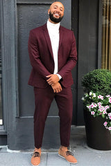 Newinlook Handsome Burgundy Prom Suit for Men