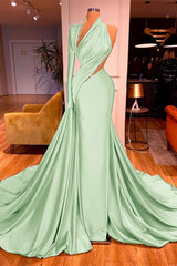 Newinlook One-Shoulder Mermaid Long Sleeves Evening Dress Long With Beadings