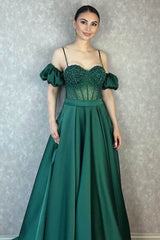 Newinlook Evening Dress Off-The-Shoulder With Beadings Spaghetti-Straps