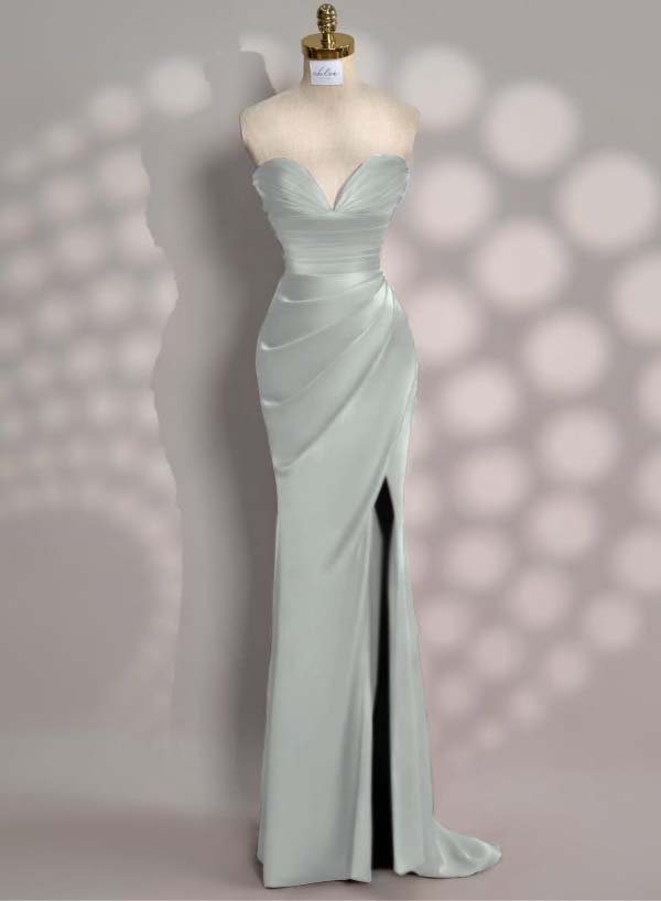 Newinlook Charming Red Split Pleated Evening Dress