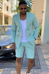 Newinlook Cool Green Casual Wedding Suit with Peaked Lapel