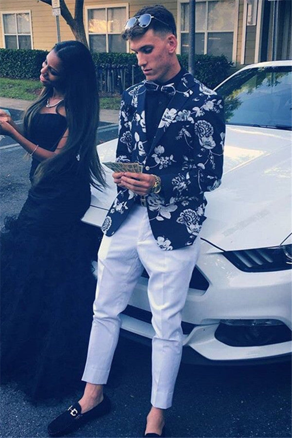 Newinlook Summer Wedding Suit - Printed 2-Piece with Notch Lapel