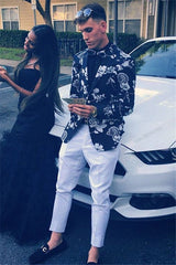 Newinlook Fashionable Printed Two-Piece Summer Wedding Suit with Notch Lapel