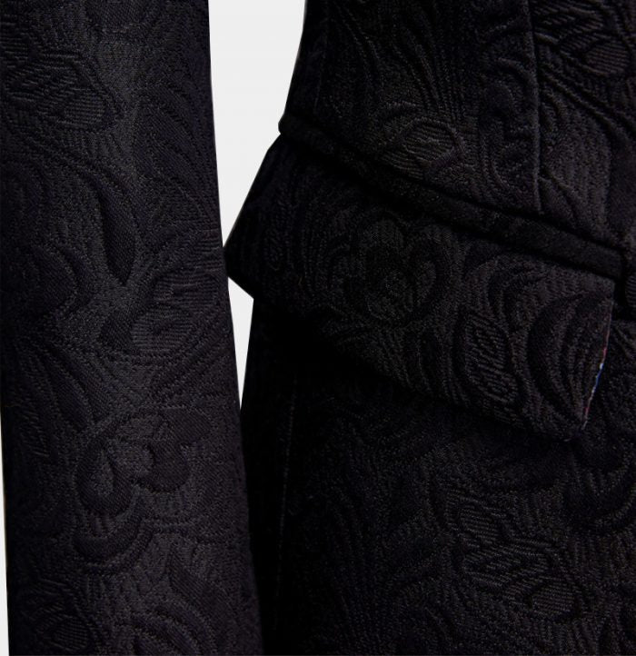Newinlook Business Black Three-Piece Jacquard Wedding Suit for Men