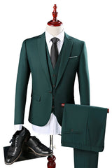 Newinlook Green Unique Wedding Guest Suit - Notch Lapel Tuxedo, Three Pieces