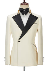 Newinlook Handsome White Men’s Wearhouse One-Button Wedding Suit