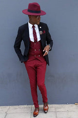 Newinlook Shining Slim Fit Three-Piece Wedding Suit with Stripes for Groom and Groomsmen