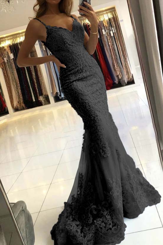 Newinlook Spaghetti-Straps Mermaid Sky Blue Evening Dress