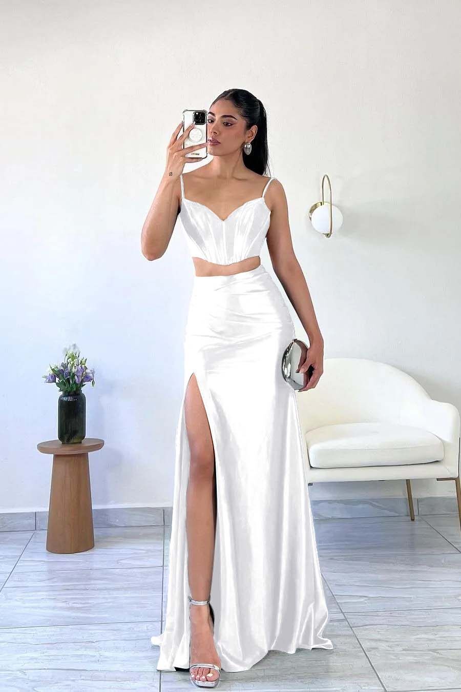 Spaghetti Strap Sleeveless Mermaid Long Formal Dress With Split
