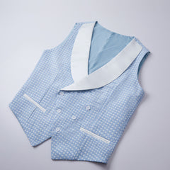 Newinlook Sky Blue Dot Wedding Suit with Shawl Lapel for Men’s Parties