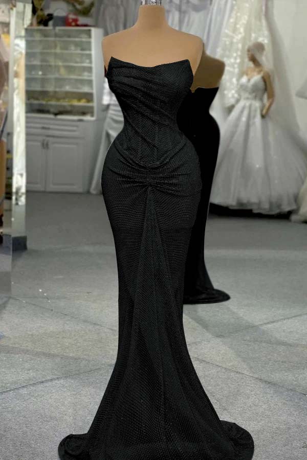 Sequin Strapless Sleeveless Long Mermaid Formal Dress With Pleated