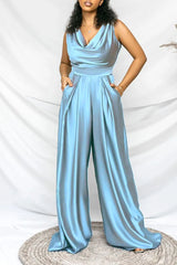 Newinlook Silver Gray Chic Loose Sleeveless Women's Jump Suit