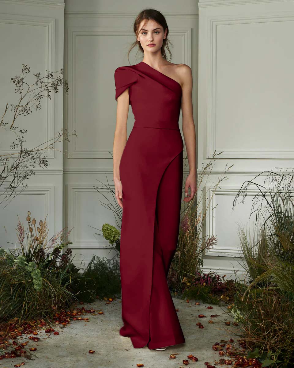 Newinlook Chic White One-Shoulder Irregular Long Party Jump Suit