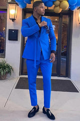 Newinlook Shining Royal Blue Peaked Lapel Wedding Suit for Men