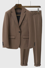 Newinlook Popular Yahir Brown One-Button Prom Suit with Peaked Lapel