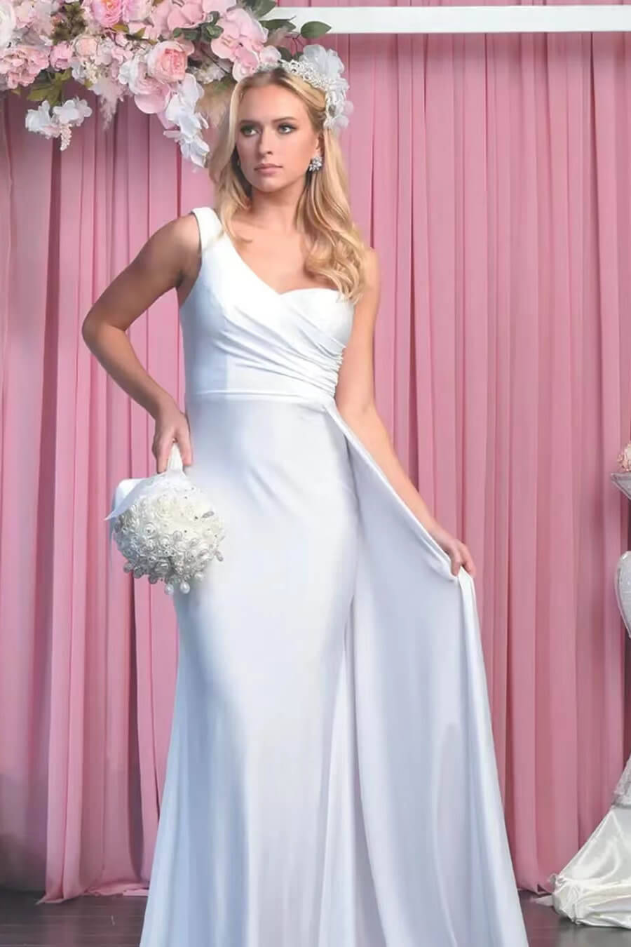 Newinlook Basics Long Elegant Yellow One Shoulder Mermaid Evening Dress