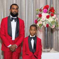 Newinlook Red Shawl Lapel One-Button Two-Piece Wedding Suit