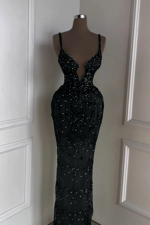 Spaghetti Strap Sleeveless Long Mermaid Formal Dress With Beading