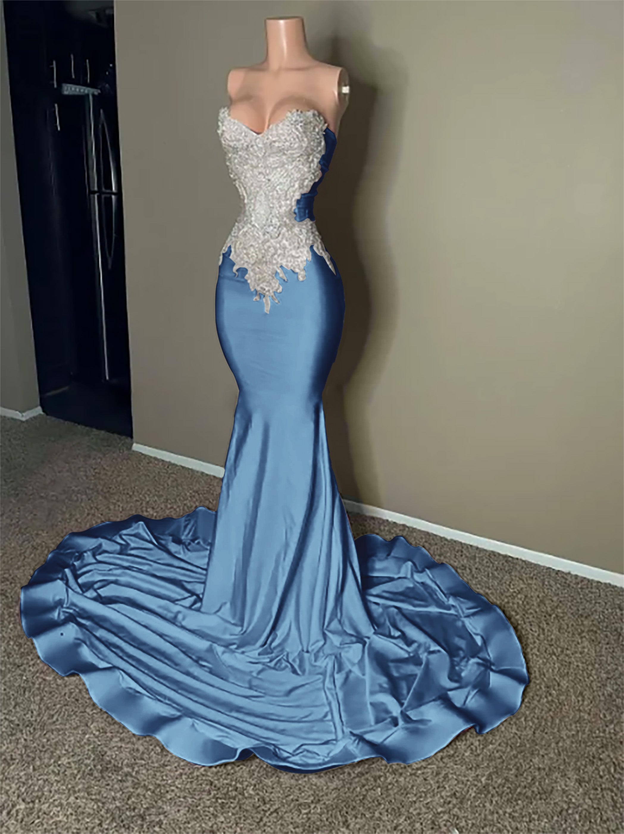 Stunning Pink Sleeveless Strapless Mermaid Long Formal Dress With Embroidery
