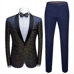 Newinlook Chic Jacquard Tuxedo with Black Shawl Lapel for Weddings
