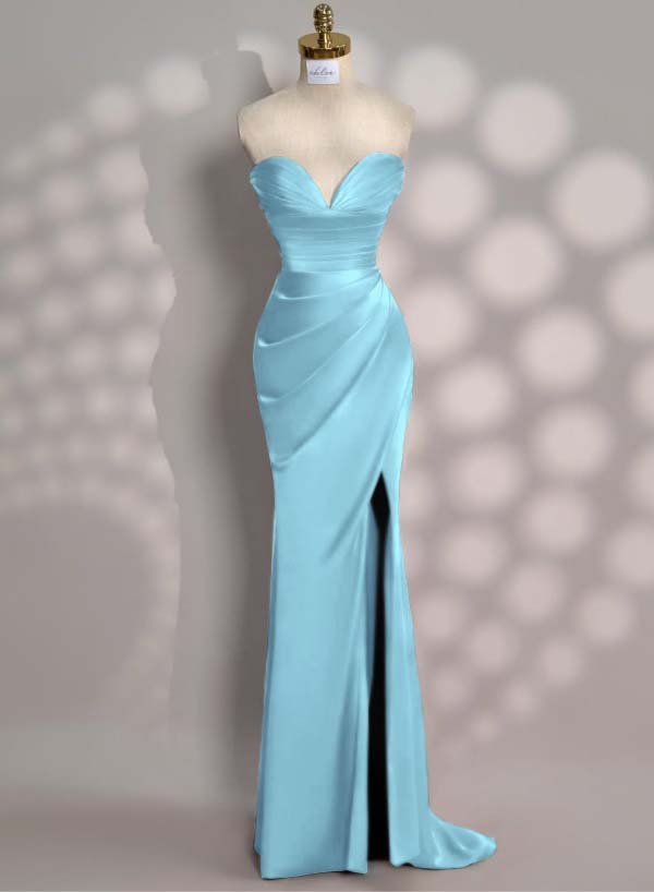 Newinlook Charming Red Split Pleated Evening Dress