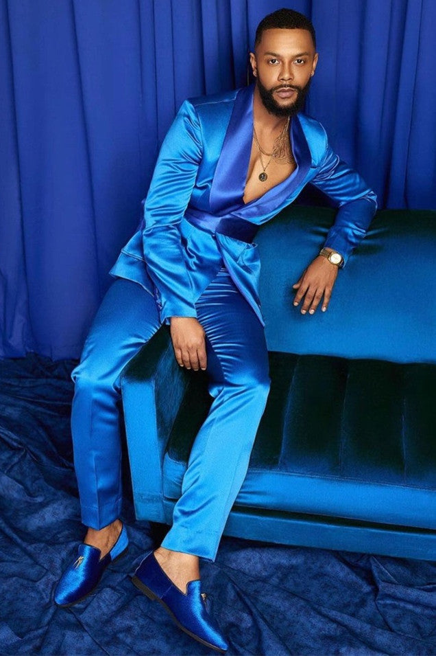 Newinlook Popular Blue Groom and Groomsmen Suit with Shawl Lapel