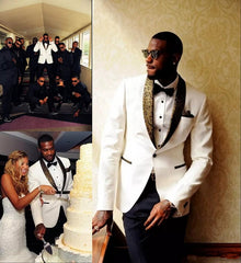 Newinlook Formal Jacquard Tailcoats for Bridegroom and Groomsmen Wedding Suits