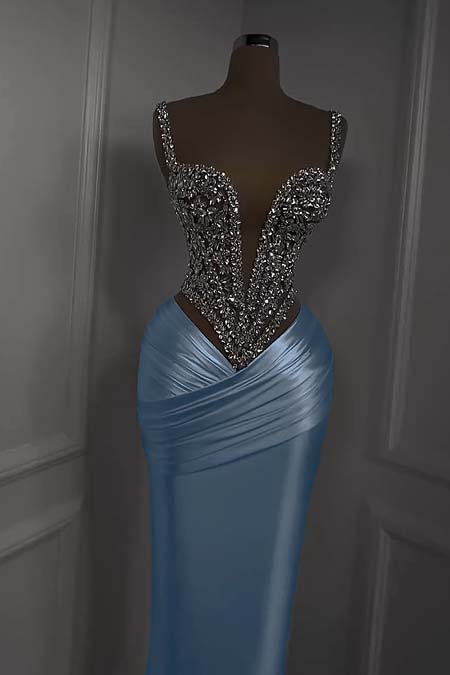 Spaghetti Strap Sweetheart Sleeveless Long Formal Dress With Beading