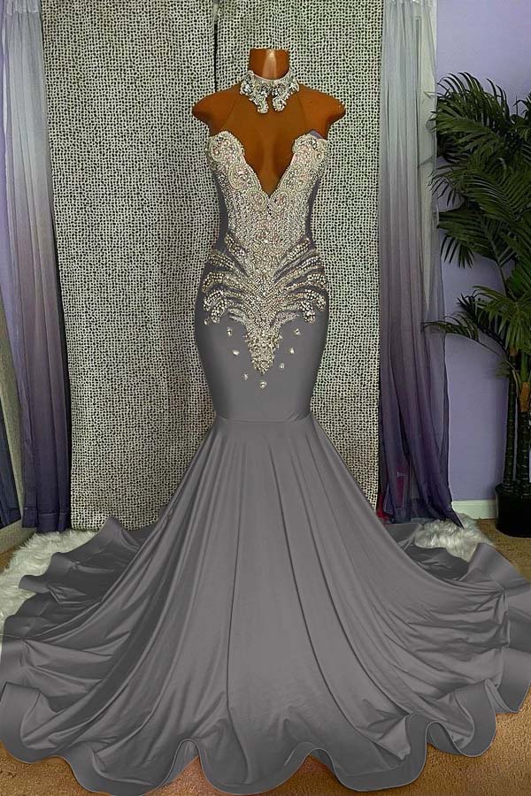 Newinlook Pink Sleeveless Beading Mermaid Evening Dress