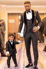 Newinlook Fashionable Gray and Black Shawl Lapel Three-Piece Wedding Suit