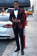 Newinlook Shining Burgundy Peaked Lapel Dinner Suit for Formal Prom
