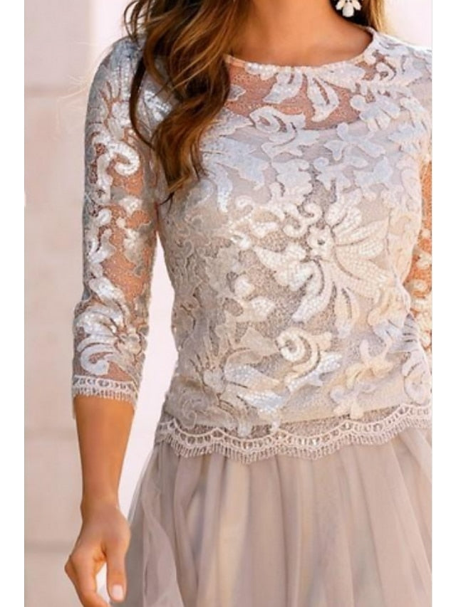 Knee-Length A-Line Princess Scoop Mother of the Bride Dress