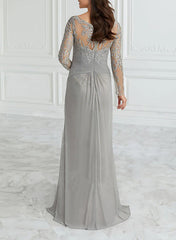 V-Neck A-Line Princess Floor-Length Mother of the Bride Dress Featuring Lace Ruffle