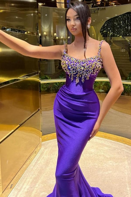 Beautiful Long Purple Mermaid Sleeveless Glittery Prom Dress – Newinlook Beautiful Long Purple Mermaid Sleeveless Glittery Prom Dress – Newinlook