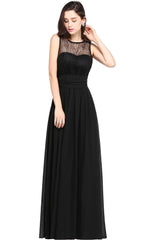 Luxurious Sleeveless Scoop Long Chiffon Pary Dress With Lace