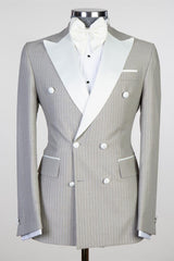 Calvin Striped Double-Breasted Peaked Lapel Business Men’s Suit