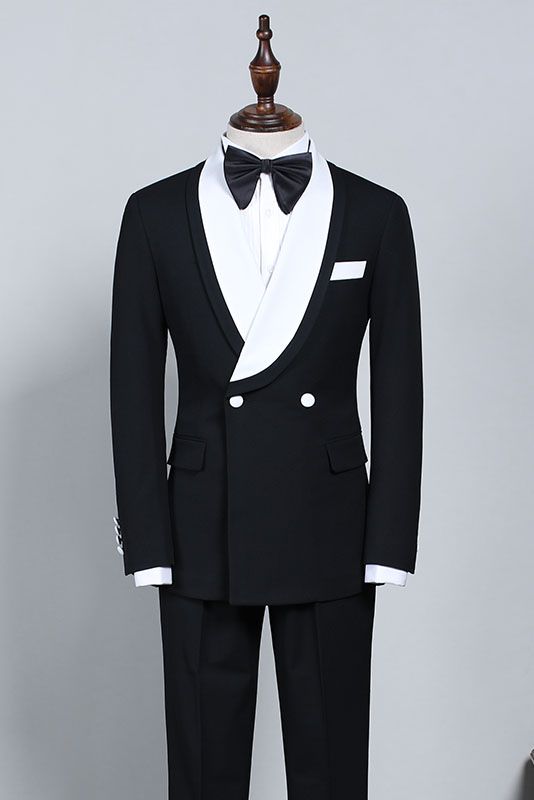 Clement New Black and White Slim Fit Custom Wedding Suit for Grooms
