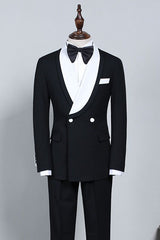 Clement New Black and White Slim Fit Custom Wedding Suit for Grooms