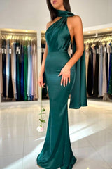 Sexy Dark Green Sleeveless High neck mermaid Prom Dress