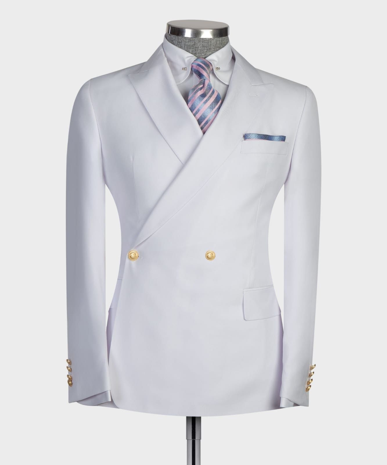 Elroy New Arrival White Double-Breasted Bespoke Slim Fit Prom Suit for Men