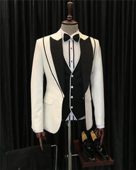 Evan Modern White Three-Piece Peak Lapel Fashion Men’s Suit
