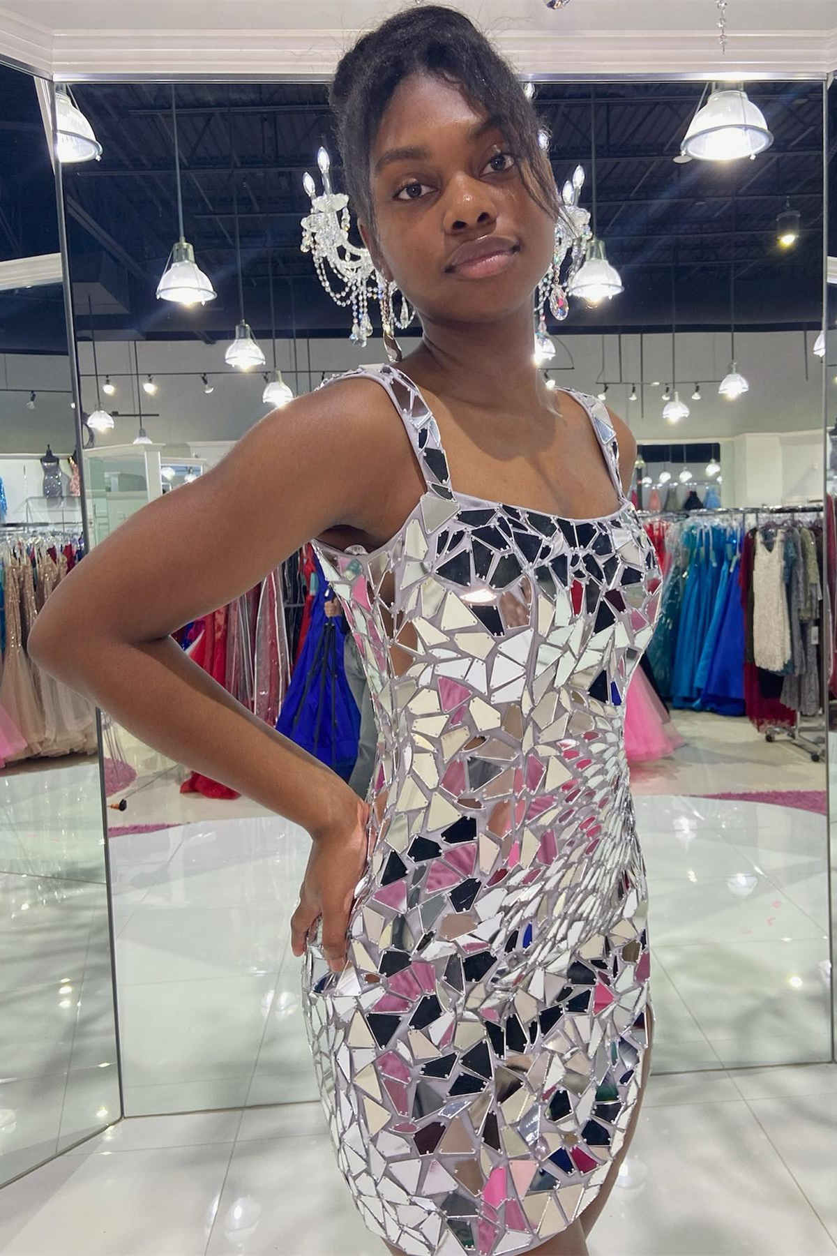 silver bodycon homecoming dress Sheath/Column Silver Halter Sequins Mini Homecoming Dress