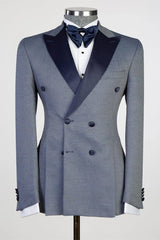 Harold Stylish Grey Double-Breasted Peaked Lapel Men’s Suit