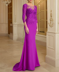 Long-Sleeved Lace Mother of the Bride Dresses in Trumpet/Mermaid Silhouette