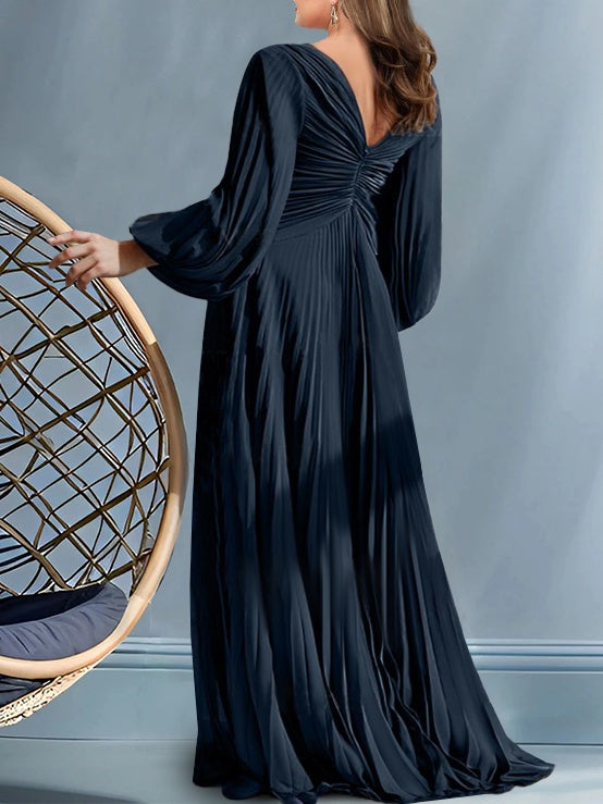 V-Neck A-Line Princess Gown for the Mother of the Bride with Ruched Detail