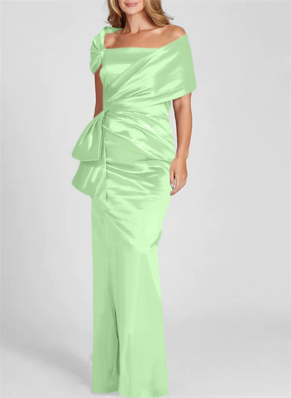 Off-the-Shoulder Floor-Length Sheath/Column Gown for the Mother of the Bride