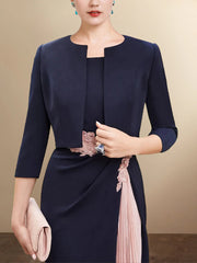 Knee-Length Mother of the Bride Sheath Dresses with Short Sleeves